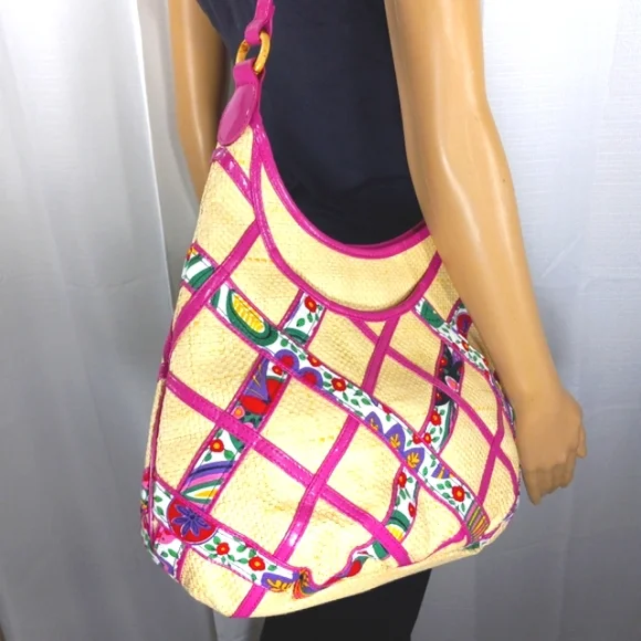 VERA BRADLEY Like New Vintage 2011 Viva la Vera Straw Cotton & Patent Pu… - Picture 4 of 15